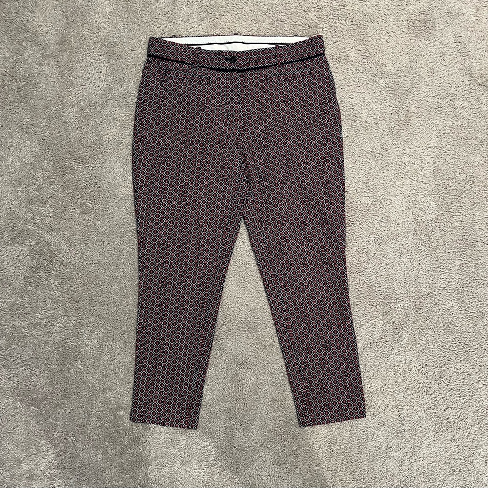 Brooks Brothers Women's Size 8 Natalie Fit Dress Pants Navy Geometric Stretch